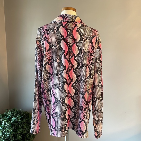 SIMPLY BE UK woman’s pink snakeskin pattern open front cardigan / stretch sz 26 - Picture 4 of 8